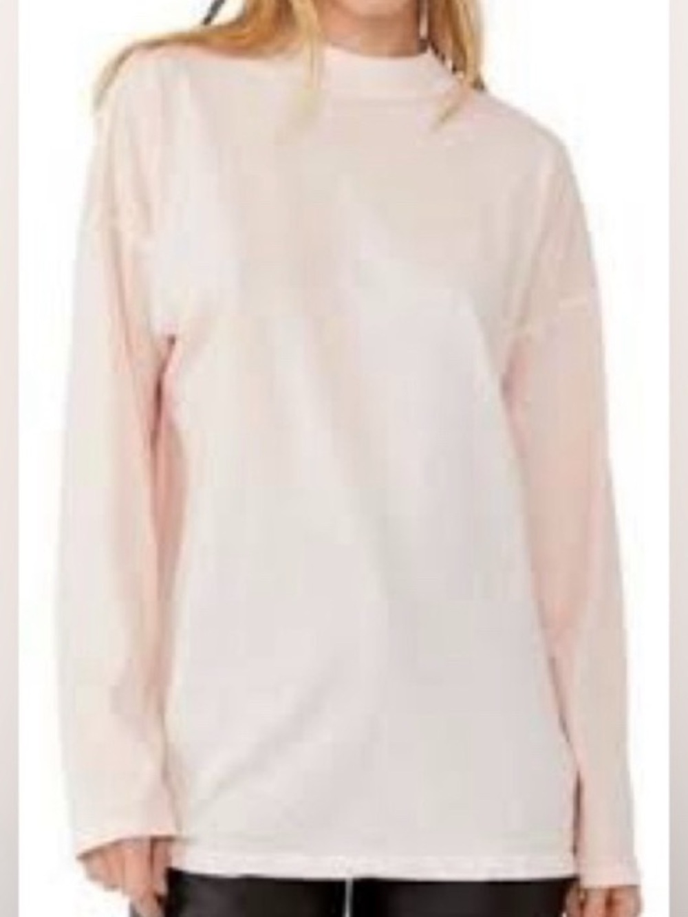 We The Free Light Pink Long Sleeve Mock Neck Tee New Tunic Free People Oversized